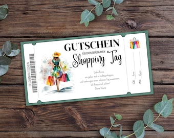Modello di buono per una giornata di shopping, buono stampabile per una giornata tra ragazze, idea regalo per la migliore amica, giornata di shopping, buono regalo