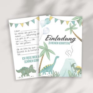 Dino Einladungskarten Kindergeburtstag | Dinosaurier Kindergeburtstag | Geburtstagseinladungen | Einladungskarten Dinosaurier zum Ausdrucken