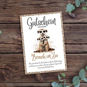 Voucher para visita ao zoológico para imprimir, zoológico, visita ao zoológico, parque de animais, download em PDF, personalizável, ideia de presente de última hora, disponível imediatamente