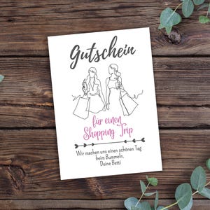 Gutschein zum Ausdrucken, Shopping Trip, Shopping, PDF Download, Editierbar, Personalisierbar, Last Minute Geschenkidee, zusammen Bummeln