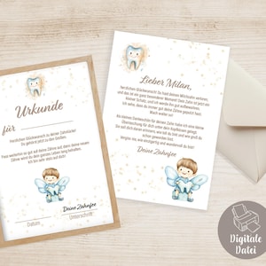 Carta Fada do Dente, Presente da Fada do Dente, Menino, Certificado de Fada do Dente, Dente Perdido, Lacuna do Primeiro Dente, Dente de Leite Perdido, Download Digital