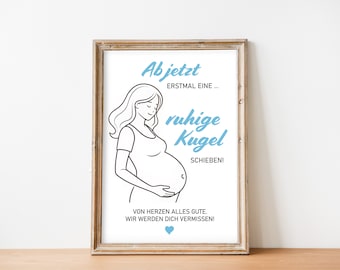 Despedida de la baja por maternidad por parte de compañeras - baja parental, regalo para embarazadas, compañera embarazada, despedida, descarga digital