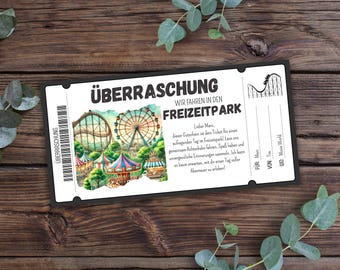 Printable amusement park voucher, roller coaster voucher template, funfair voucher, adventure park voucher, gift voucher