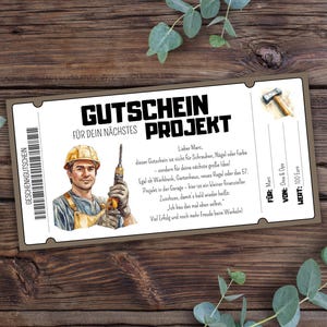 Gutschein Baumarkt zum Ausdrucken, Baumarkt Gutschein, Geldgeschenk nächstes Projekt, Gutscheinkarte Baumarkt, Geschenk Mann, Handwerker