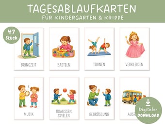 Printable daily routine cards, daily routine picture cards for daycare, kindergarten, childminder, childcare, morning circle picture cards