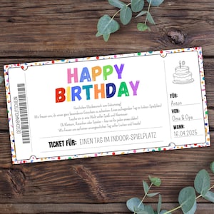 Gutschein Happy Birthday zum Ausdrucken, Gutschein Vorlage, Gutschein zum Geburtstag, Personalisierbar, Gutschein Geburtstagsüberraschung