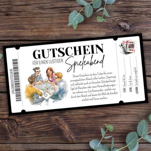 Voucher for games night to print, voucher for time instead of stuff, gift voucher for time, invitation to games night, voucher template