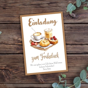 Cupón para imprimir desayuno, desayuno, descarga PDF, personalizable, invitación al desayuno, imprimible, editable, descarga PDF