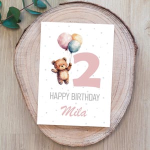 Karte 2. Geburtstag Personalisiert | Erster Geburtstag | Happy Birthday | Geburtstagskarte Baby/Kind zum Ausdrucken | PDF-Datei