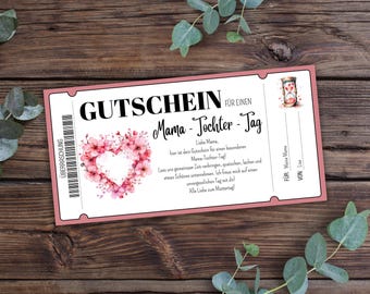 Printable Mother's Day voucher, mother-daughter time together, Mother's Day gift idea, gift voucher for mom