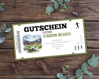 Gutschein Fussballspiel - zum Ausdrucken, Fußballspiel, Einladung zum Fussballspiel, Geschenkgutschein, Fußballgutschein, Stadionbesuch, WM