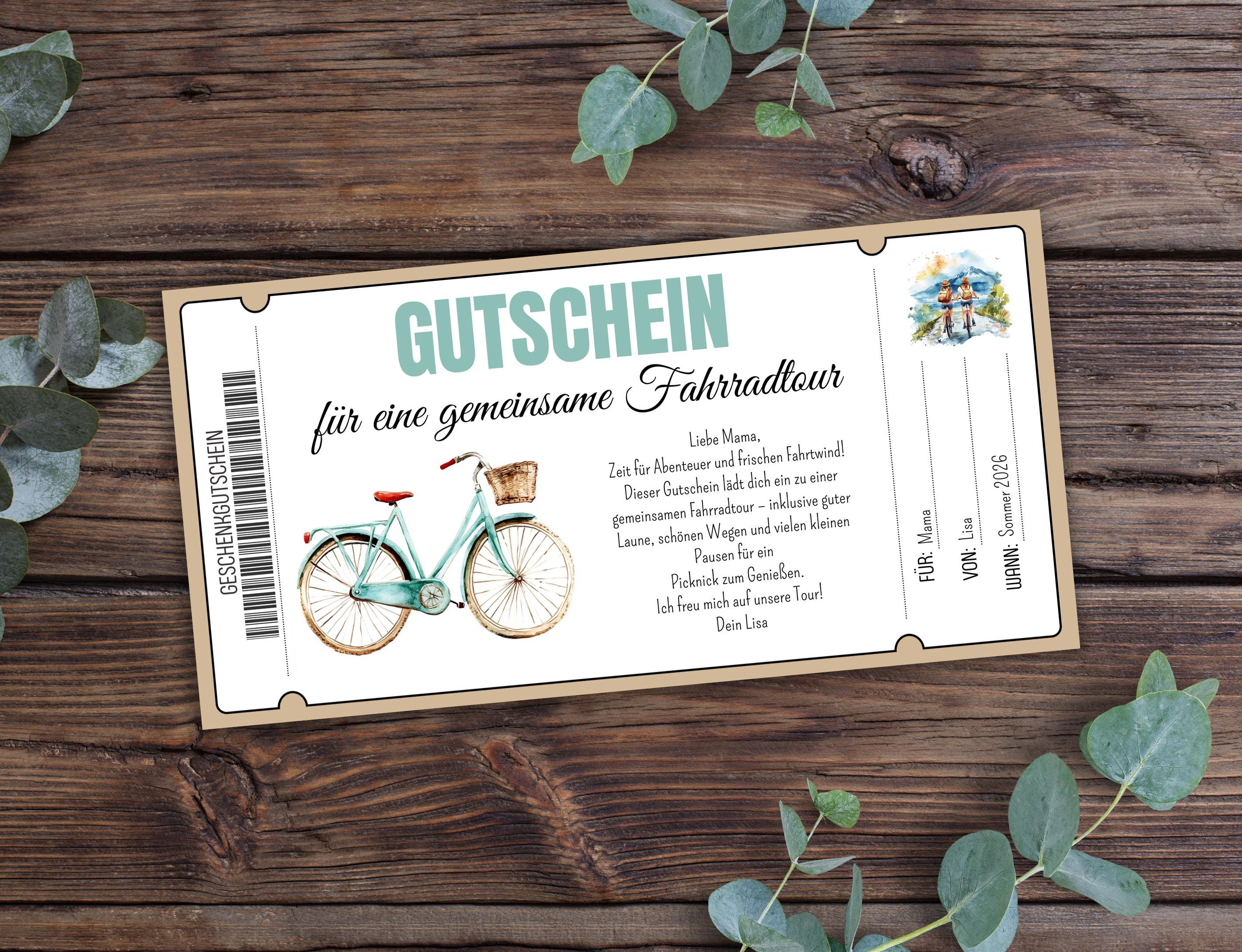 Printable Bike Tour Voucher, Gift Idea for a Bike Trip, Bike Tour ...