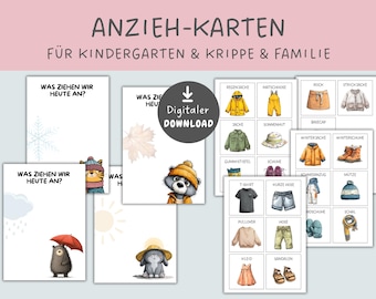 Dressing cards for the wardrobe, routine cards for children, routine cards for clothing, dressing cards for kindergarten, picture cards for clothing, learning cards