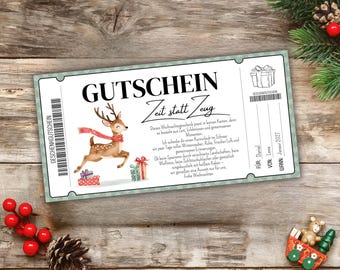 Voucher Time instead of stuff - Christmas to print, gift time instead of stuff, gift idea Christmas, time together instead of stuff