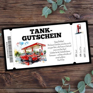 Vale de combustible - para imprimir, vale de regalo para repostar, vale de combustible, tarjeta de vale de gasolinera, regalo en efectivo, idea de vale