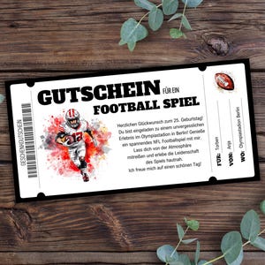 Voucher Football Game - to print, American Football Stadium Visit Gift, Invitation to Football, Gift Voucher, NFL
