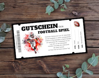 Gift voucher for a football game - printable, give the gift of an American football stadium visit, invitation to a football game, gift certificate, NFL