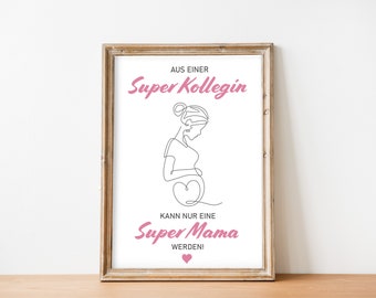 Despedida de la baja por maternidad por parte de compañeras - baja parental, regalo para embarazadas, compañera embarazada, despedida, descarga digital