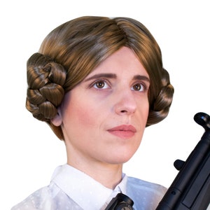 Princess Leia Brown Wig. Side Buns Wig. Costume Cosplay Role Play Wig.
