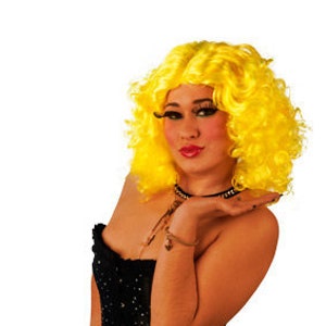 Nicki Yellow wavy curly costume drag wig