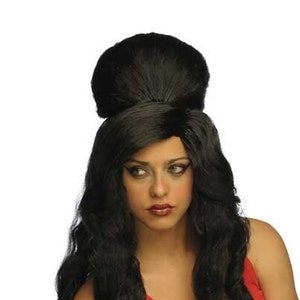 Amy Winehouse Black  Wig | Stacked  Wig | Cosplay Wig | Black Bouffant Wig