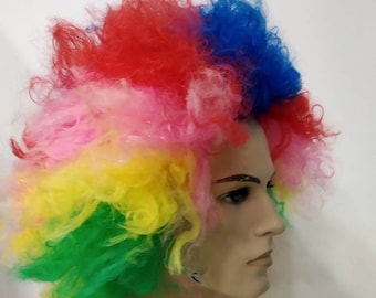 Rainbow Afro circus multicolored large cosplay wig