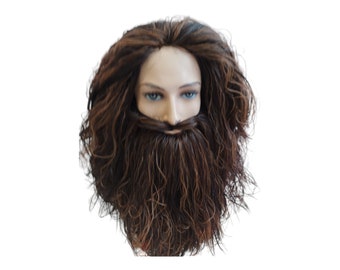 Guard brown Caveman Large  wig and beard costume set