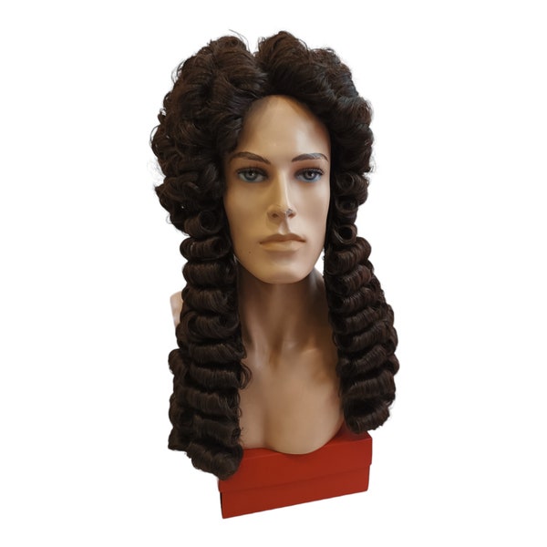 Regency period Male Brown Curly Wig