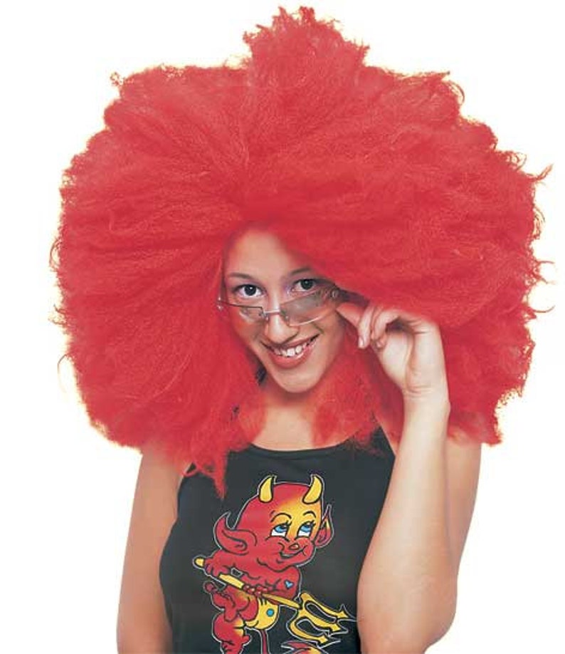 England Afro Wig Adult White Red main image 1