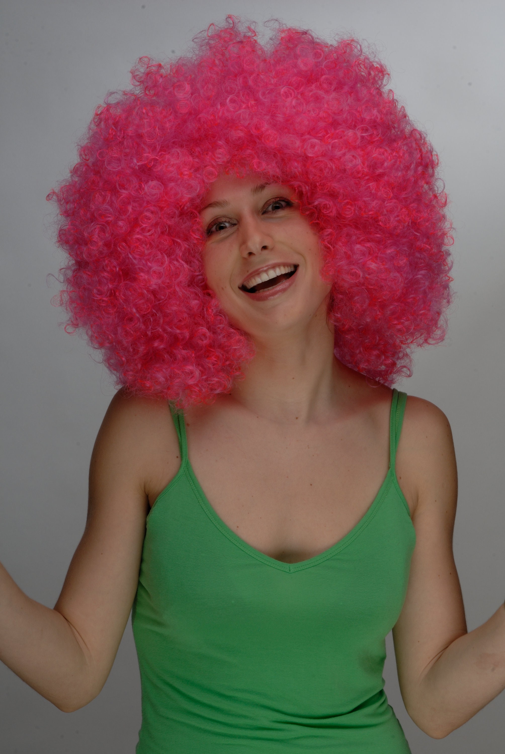 Big pink afro wig deals