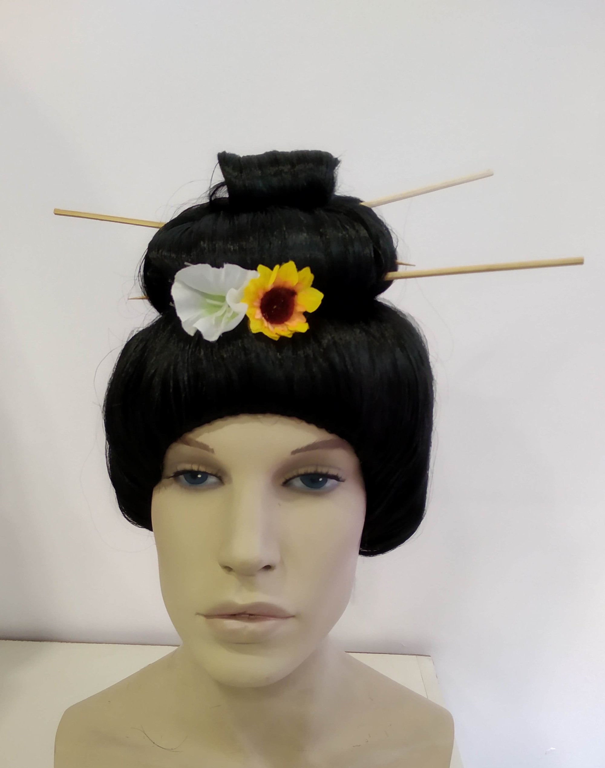 Japanese Geisha Authentic Black Costume Wig. Size Etsy