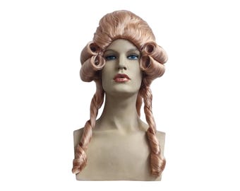 Marie Antoinette-Dirty Blonde Rococo Wig with Elegant Curls and Braids – Customizable for Theatrical and Historical Costumes