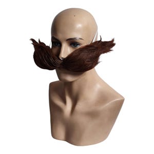 Legendary Villain-Inspired Oversized Light Brown Mustache with Wire Frame Light Brown Cosplay Charachter's Long Moustache with rubber band