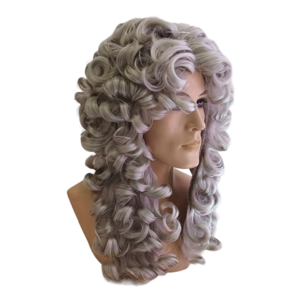Colonial  period Regency  Male Gray Curly Wig