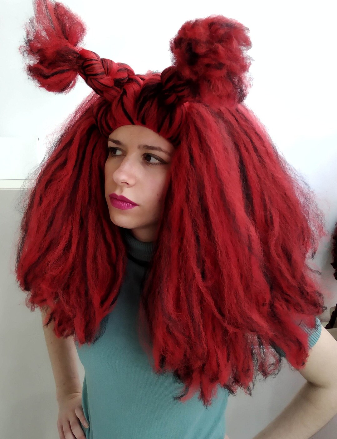 Womens Vixen Wavy Red Passion Wigs Female Halloween Costume main image 1