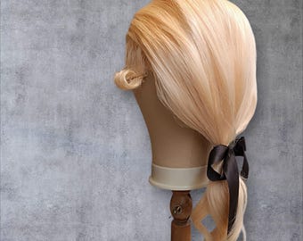 Authentic Human Hair handmade  18th century courtesan light blond wig | Handmade Historical Costume Wig