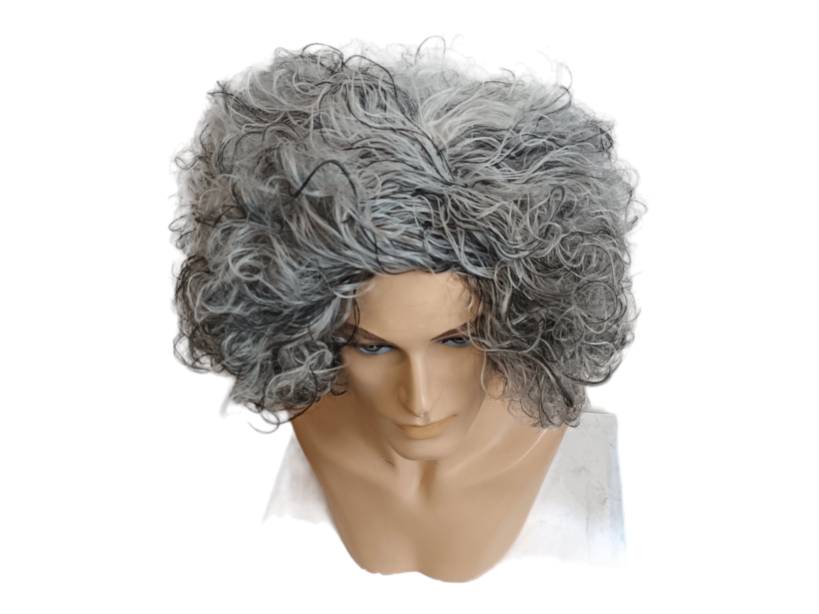 Curly Grey Powdered Wig | Perfect for Historical, Costume, and Mad Scientist Looks