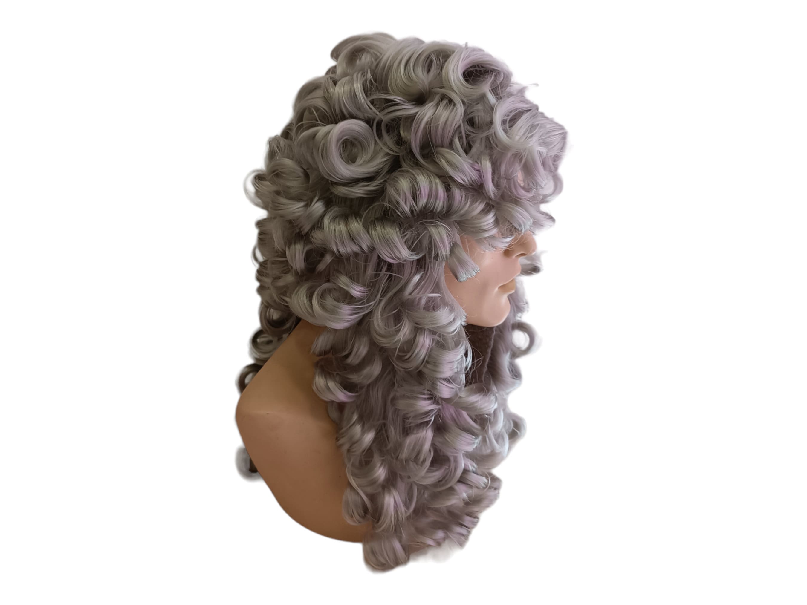 Gray Ringlet Colonial Unisex Wig Colonial Period Regency Male Gray Curly Wig - Etsy main image 3