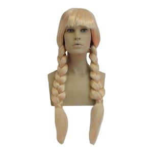 Gauloise Villager Blonde Wig with two braids about 20 inches long costume wig