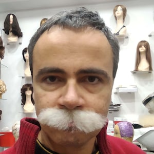 Realistic Fake White Bushy Moustache
