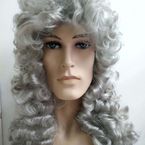 Mens Light Gray Curly Colonial Costume Wig. 1700s Style Etsy