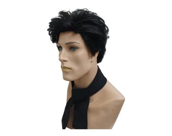 Jace Natural Look Black  Gentleman's Medium length wavy wig  – Perfect for Theatrical Plays and Costume Events
