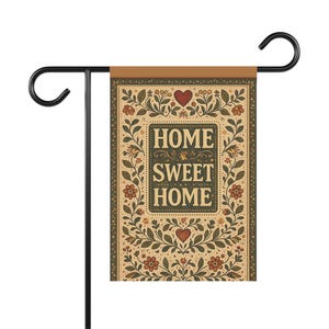Home Sweet Home Garden Flag | House Banner, Folk Floral Design image 4
