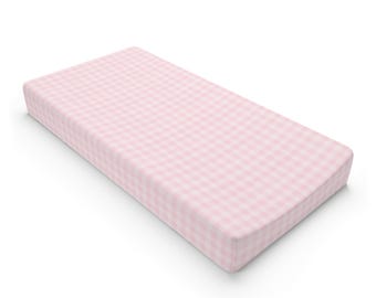 Pink Gingham Baby Changing Pad Cover