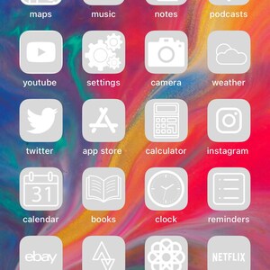 80 App Icon Pack Ios14 Cream And Gray Minimalist Aesthetic Etsy