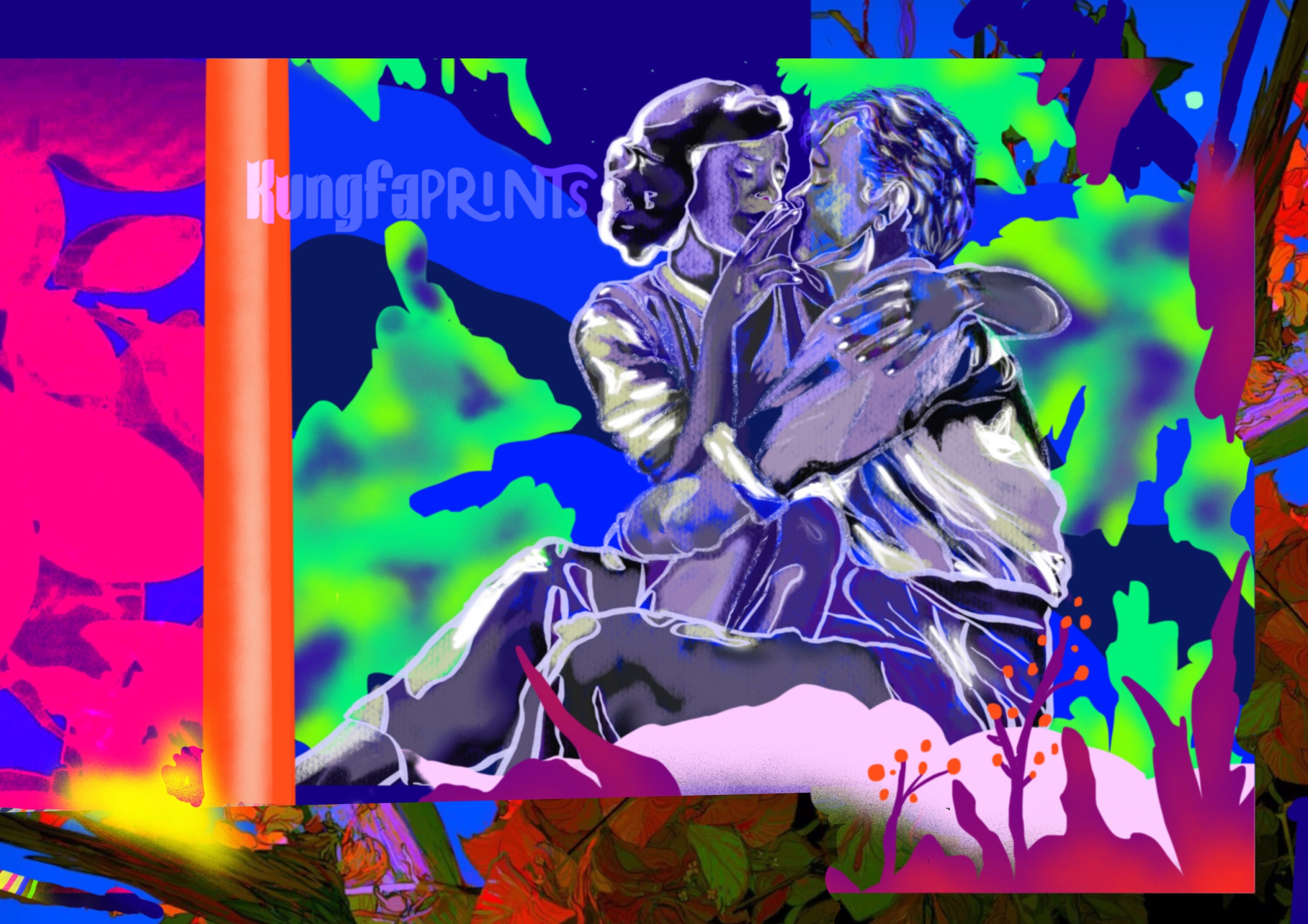 Printable Illustration/ Kissing Art/ Art Decor/wall Art/ Etsy