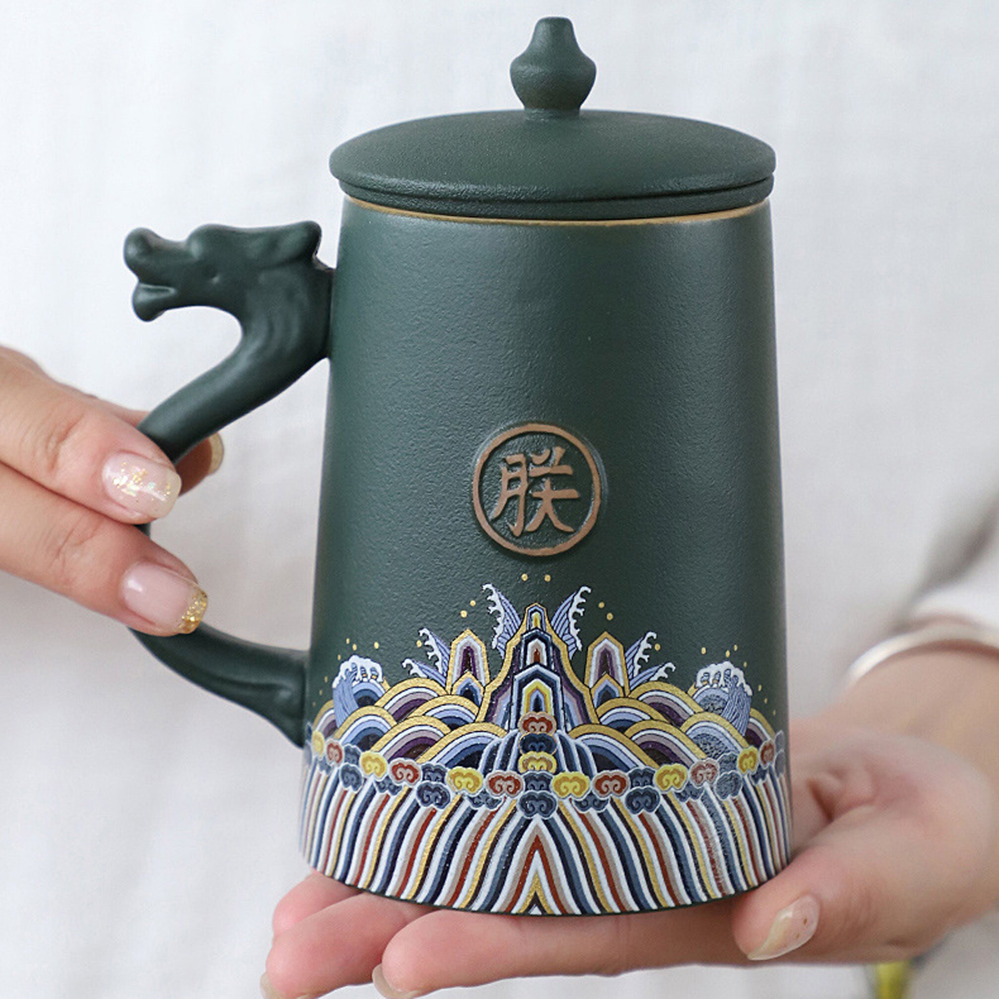 Ceramic Tea Mug With Infuser and Lid Set Mug With Coaster Tea Etsy