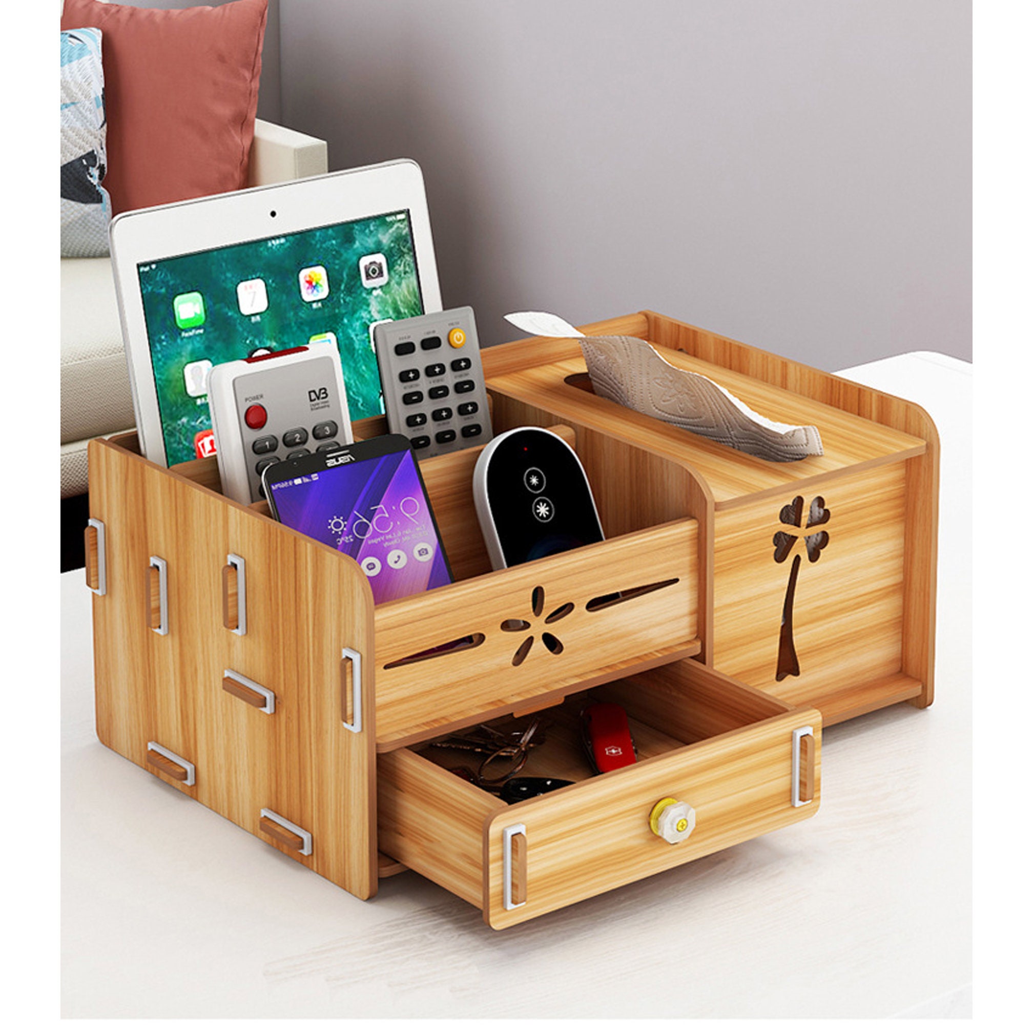 Wooden Desktop Organizer With Block Art Supply Organizer Desk Etsy