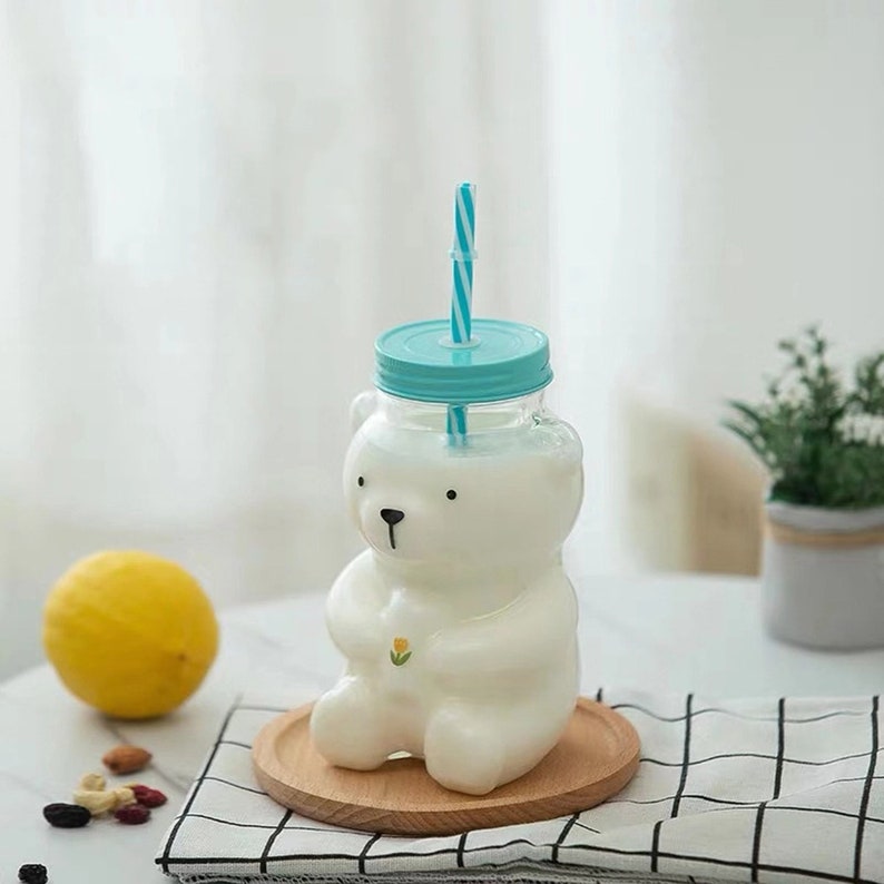 Glass Cup Glass Mug Cute Mug Mason Jar Glass Bear Cup With Etsy