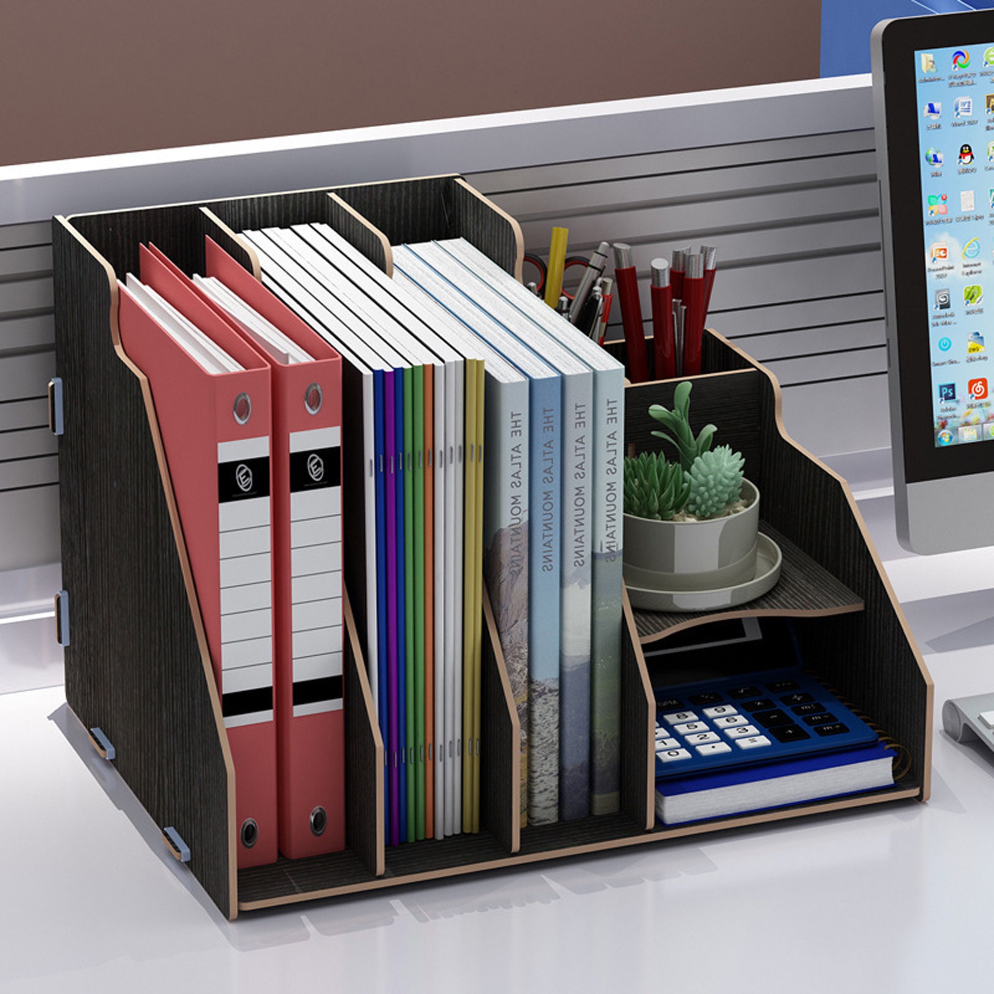 Organizador de escritorio con cajón revista File Book Holder | Etsy